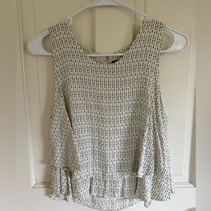 Zara sleeveless top in white / cream with black details size S